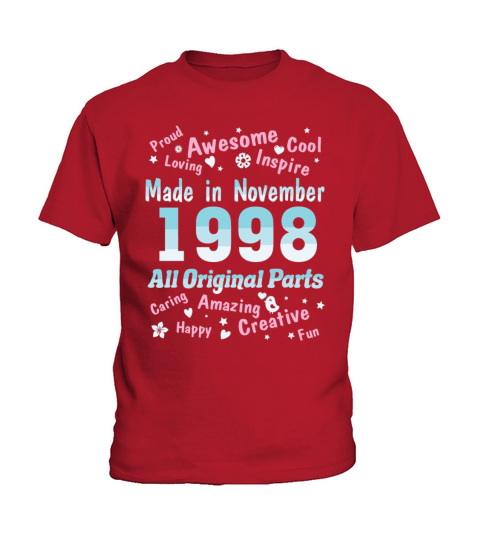 Made In November 1998 All Original Parts Birthday Kids T-Shirt