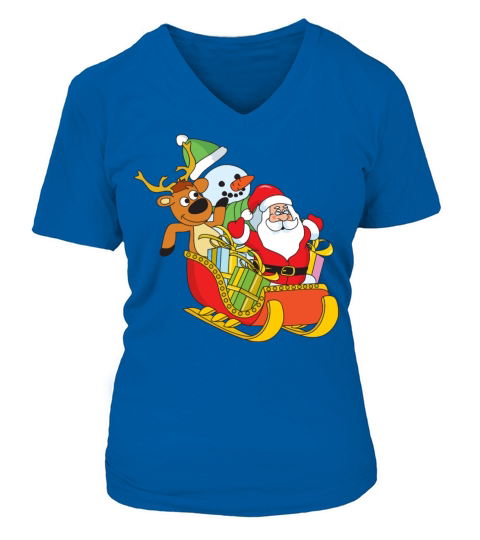 Funny Santa Claus Reindeer Snowman Christmas Xmas Women's V-Neck T-shirt