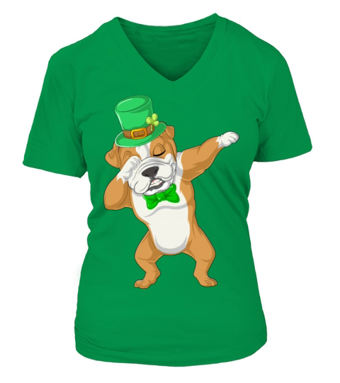 dabbing bulldog st patricks day Women's V-Neck T-shirt