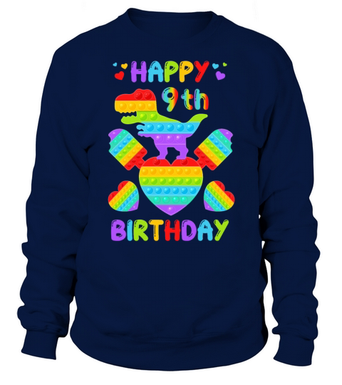 Kids Happy 9th Birthday Pop It Dinosaur Women's Sweatshirt