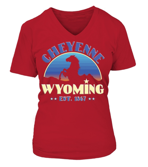 Cheyenne Wyoming Est 1867 Wild Horses Women's V-Neck T-shirt