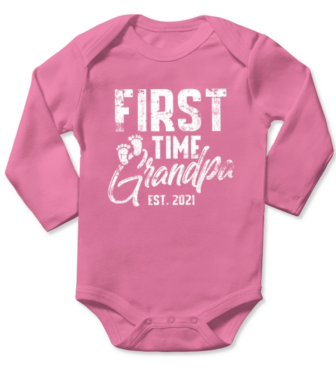 Mens New Grandpa First Time Soon To Be Grandpa 2021 Long Sleeve Baby One-Piece