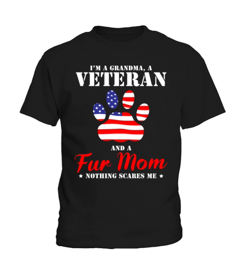Grandma Veteran and Fur Mom Kids T-Shirt
