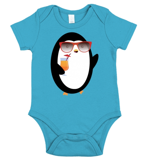 Hawaiian Hula Penguin - Luau for Him Short Sleeve Baby One-Piece