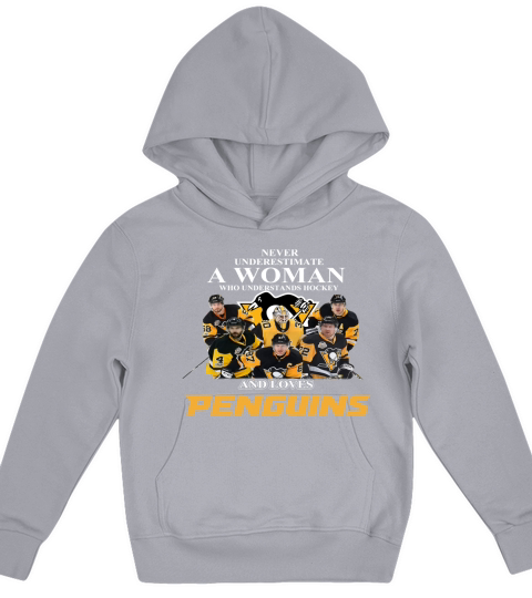 Never Underestimate A Woman Who Understands Hockey And Loves Penguins shirt Kids Hoodie