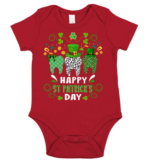 Happy St. Patricks Day   Irish Tooth Short Sleeve Baby One-Piece