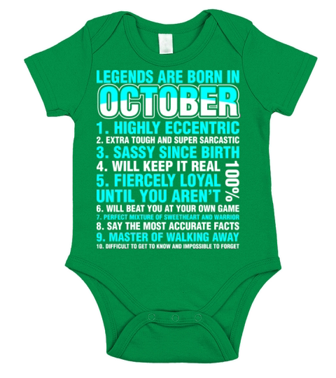 Legends Are Born In October Short Sleeve Baby One-Piece
