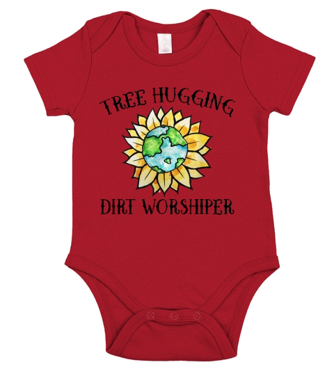 Tree hugging dirt worshipper funny earth day Short Sleeve Baby One-Piece