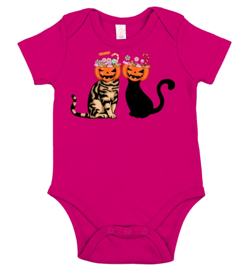 Halloween Cat With Jack-o-lantern - Meoween Short Sleeve Baby One-Piece
