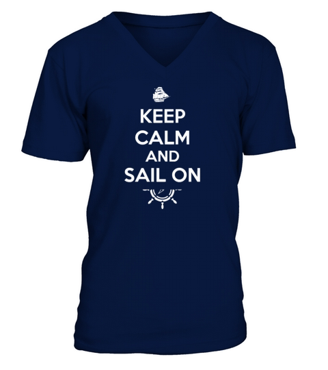 Keep Calm sailboat sailing ship compass gift Men's V-Neck T-shirt