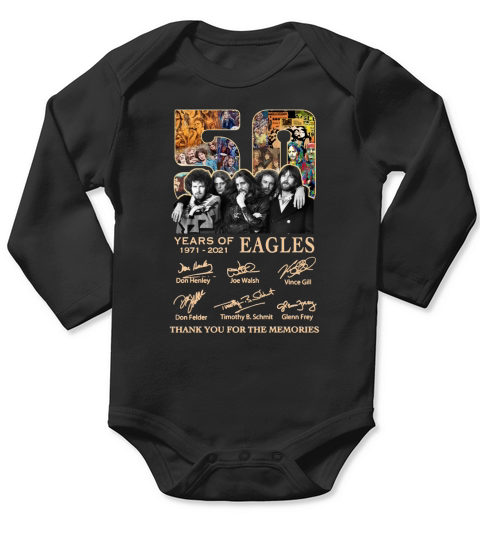 Eagles 50 years of 1971 2021 thank you for the memories signatures Long Sleeve Baby One-Piece