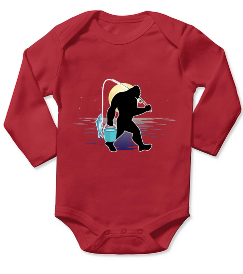 Funny Bigfoot Bass Fishing Long Sleeve Baby One-Piece