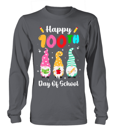 Three Gnomes Happy 100Th Day Of School Teacher Kid Long sleeved Unisex