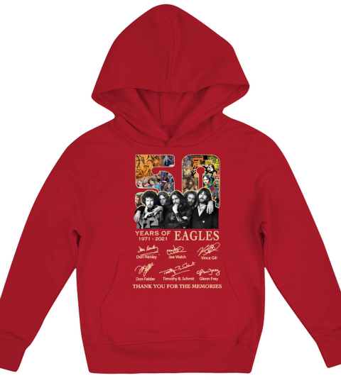 Eagles 50 years of 1971 2021 thank you for the memories signatures Kids Hoodie