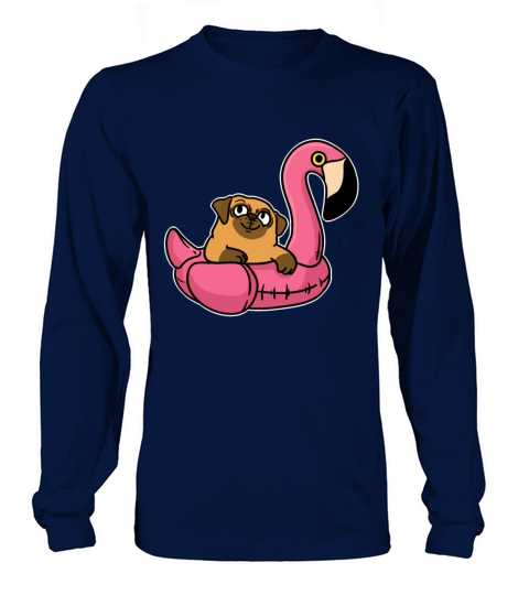 Pug On Flamingo Men's Long Sleeve