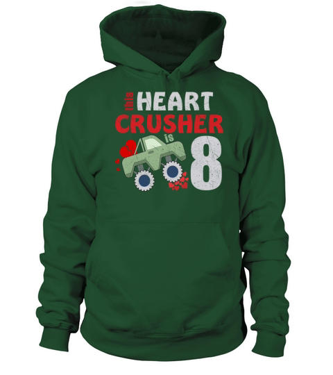 Crusher Heart Is 8 Birth Truck Valentines Day Women's Hoodie