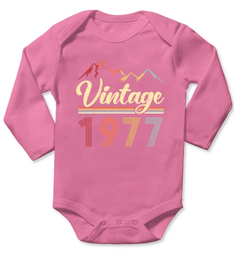Vintage 1977 44th Birthday Retro 44 Years Old Long Sleeve Baby One-Piece