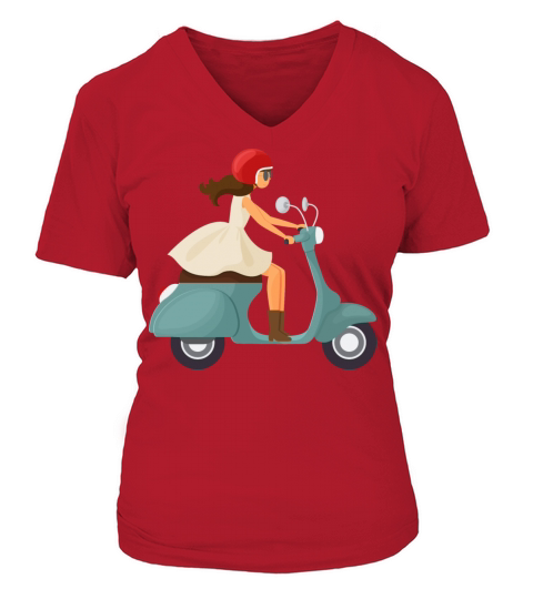 Girl on scooter V-neck T-Shirt Woman