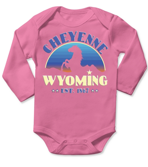 Cheyenne Wyoming Est 1867 Wild Horses Long Sleeve Baby One-Piece