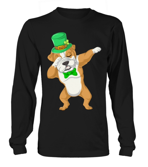 dabbing bulldog st patricks day Men's Long Sleeve
