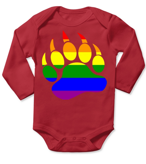 Rainbow Flag Bear Paw Long Sleeve Baby One-Piece