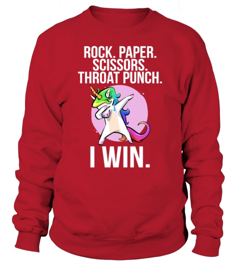 Rock Paper Scissors Throat Punch I Win Unicorn Men's Sweatshirt