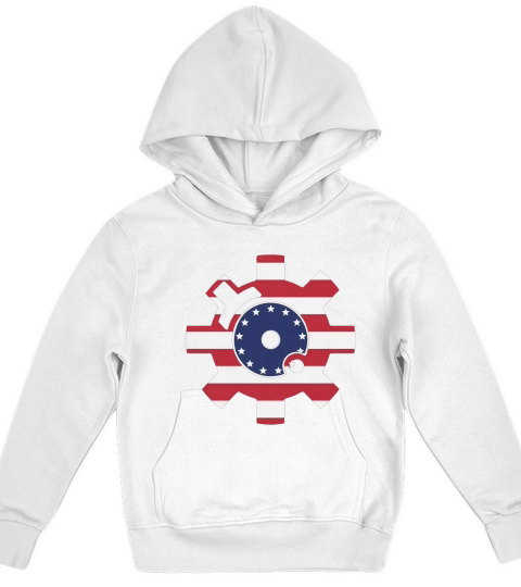 Betsy Ross Flag Bolt Face Kids Hoodie