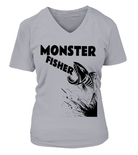Monster Fisher / Fisherman Women's V-Neck T-shirt