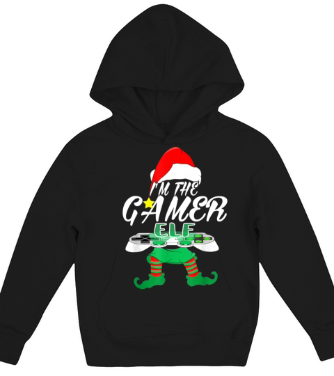 Gamer Elf Matching Family Group Christmas Ugly Kids Hoodie