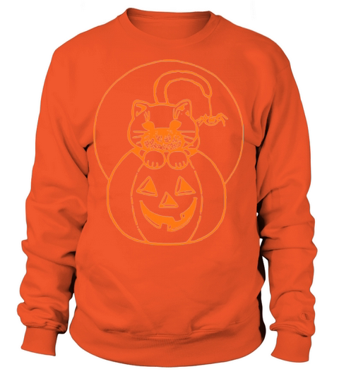 Halloween funny pumpkin face with cute cat meoween Women's Sweatshirt