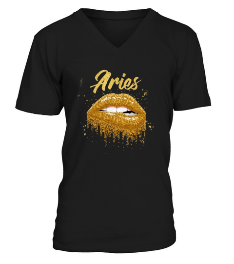 Aries Lips Funny V-Neck T-shirt