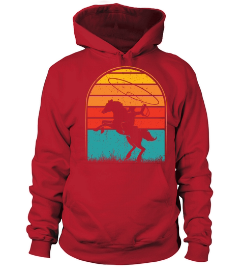 Colorful Retro Vintage Sunset Cowboy Horse Men's Hoodie