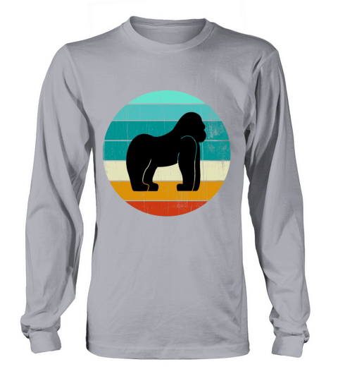 Vintage Gorilla Sunset Retro Sun Colorful Colors Women's Long Sleeve
