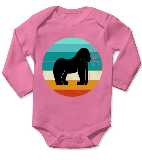 Vintage Gorilla Sunset Retro Sun Colorful Colors Long Sleeve Baby One-Piece