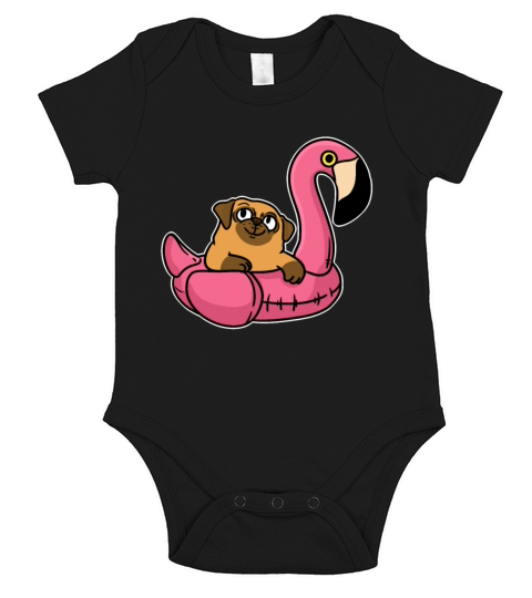 Pug On Flamingo Short Sleeve Baby One-Piece