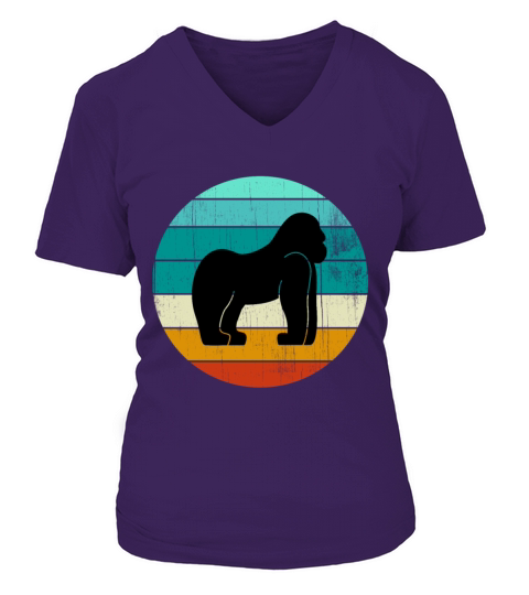Vintage Gorilla Sunset Retro Sun Colorful Colors Women's V-Neck T-shirt