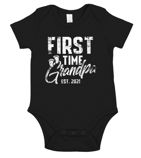 Mens New Grandpa First Time Soon To Be Grandpa 2021 Short Sleeve Baby One-Piece