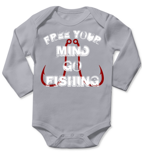 Free your mind go fishing (2) Long Sleeve Baby One-Piece