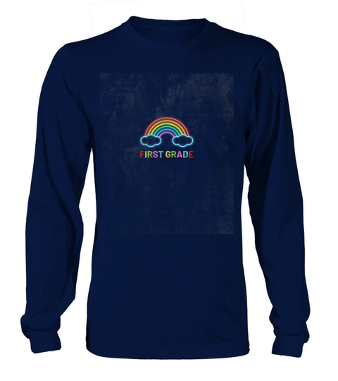 First Grade With Rainbow Funny Vintage Men's Long Sleeve
