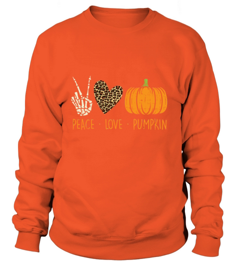 Peace Love Pumpkin Leopard Halloween Thanksgiving Women's Sweatshirt