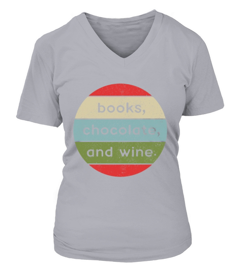 Books Chocolate And Wine Retro Vintage Women's V-Neck T-shirt