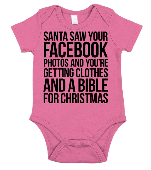 SANTA SAW YOUR FACEBOOK PHOTOS Short Sleeve Baby One-Piece