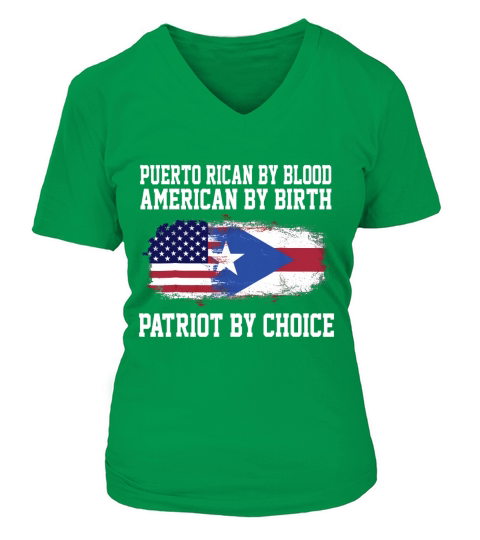 Puerto Rican By Blood American By Birth Patriot Tshirt V-neck T-Shirt Woman