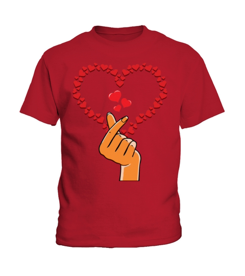 Korean Heart K Pop Heart Finger Happy Valentines Kids T-Shirt