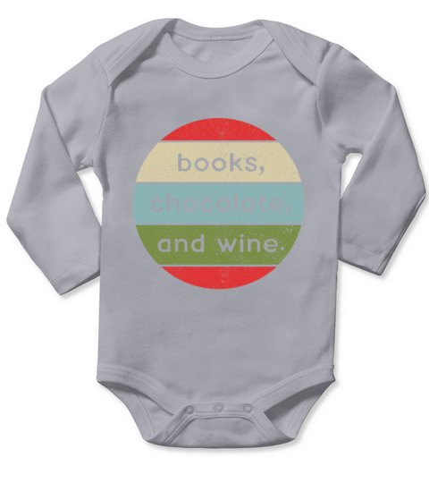 Books Chocolate And Wine Retro Vintage Long Sleeve Baby One-Piece