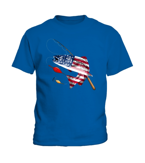 Fishing American Flag Vintage USA Bass Fisherman Kids T-Shirt
