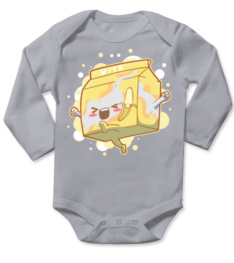 Banana Milk Drink Kawaii Long Sleeve Baby One-Piece