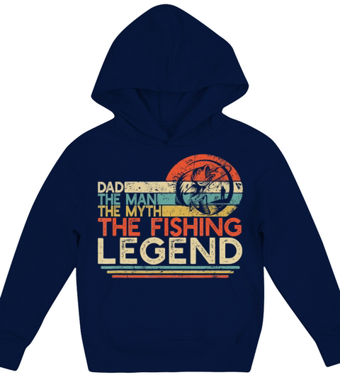 Mens Vintage Bass Fishing Dad Man The Myth The Kids Hoodie
