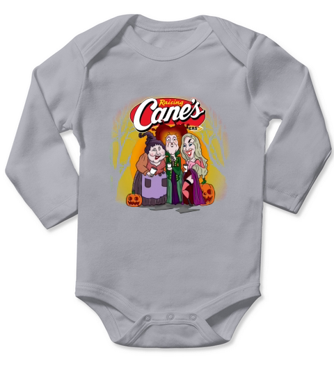 Hocus Pocus Sanderson Sisters Raising Canes Chicken Fingers Halloween Pumpkin Long Sleeve Baby One-Piece