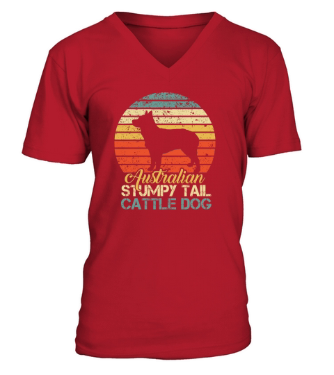 VINTAGE AUSTRALIAN STUMPY TAIL CATTLE DOG V-Neck T-shirt